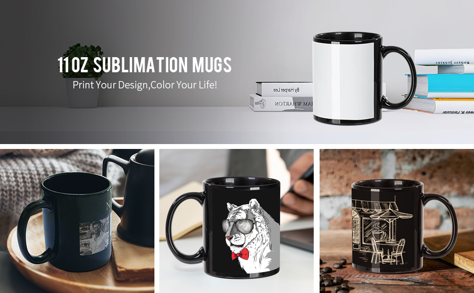 11 OZ Sublimation Coffee Mugs Blanks Black detail g