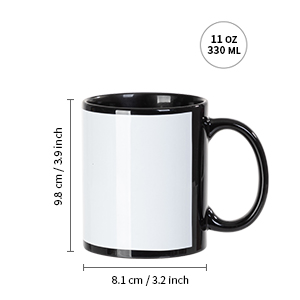 11 OZ Sublimation Coffee Mugs Blanks Black detail g