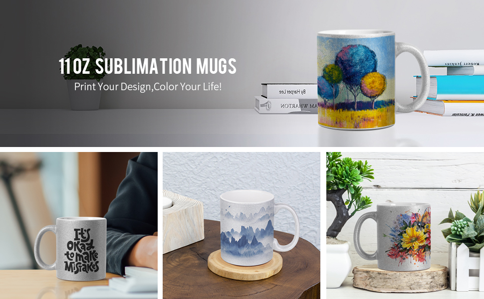 11 OZ sublimation Mugs Blanks Silver detail g