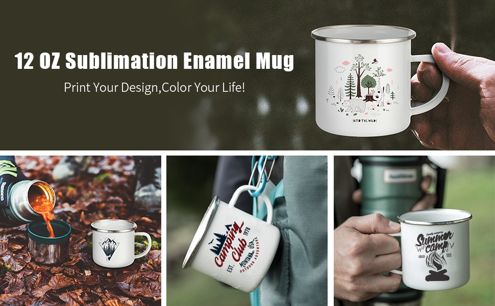 12 OZ Sublimation Blanks Enamel Mug detail g