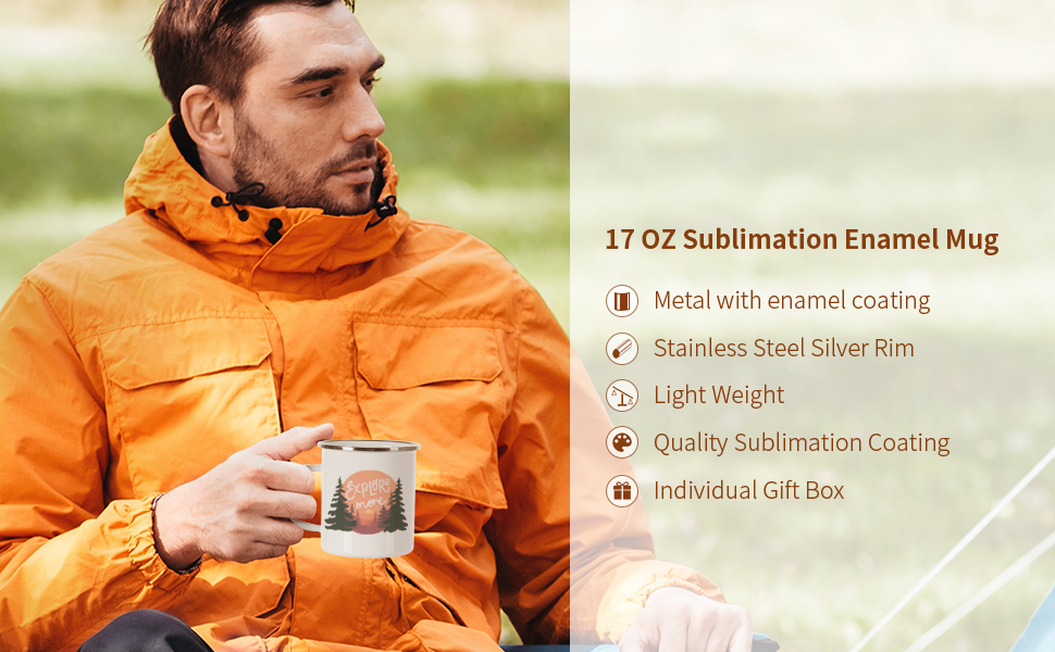 17 OZ Sublimation Blanks Enamel Mug White detail g