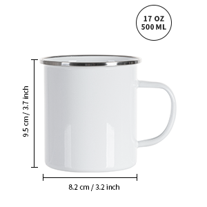 17 OZ Sublimation Blanks Enamel Mug White detail g
