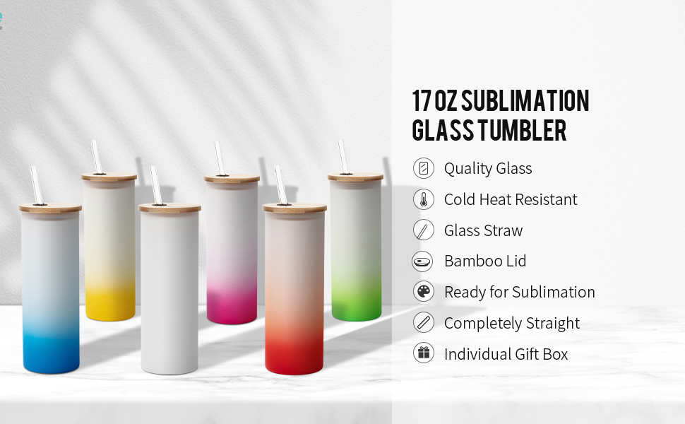 17 OZ Sublimation Blanks Glass Tumbler Skinny detail g
