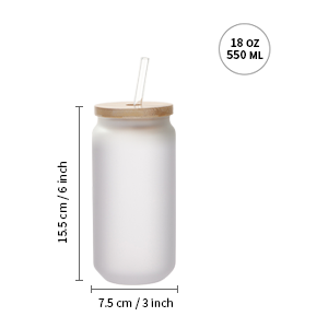 Frosted Glass Can with Bamboo Lid and Glass Straw Sublimation Can - 16 –  Fountain of Blanks