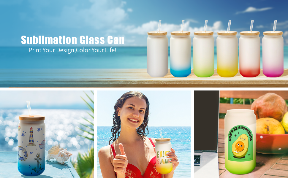 18 OZ Sublimation Glass Cans Blanks detail g