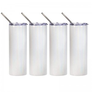 20 uncijų sublimacijos blizgučių būgno vaivorykštė balta tuščia tiesi liesi gumbiniai puodeliai