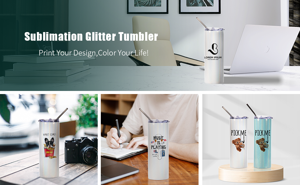 20 OZ Sublimacinis blizgus stiklainis Vaivorykštės detalė g