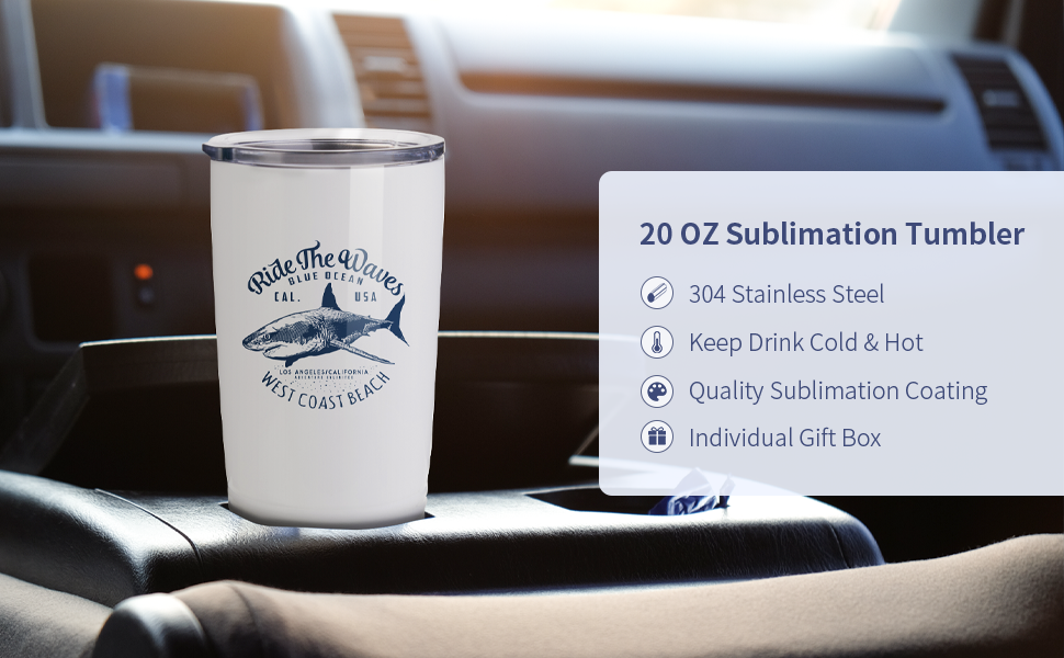 22 OZ Sublimation Blank Tumbler White Stainless detail g