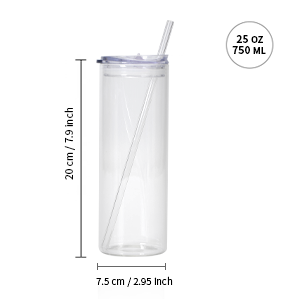 25pcs Bulk Wholesale 25oz Clear Glass Skinny Straight Sublimation Blanks Tumbler  Cups with Bamboo Lid and Plastic Straw US Stock - AliExpress