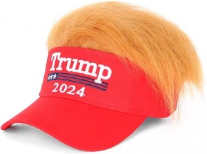 Chipewa cha Trump cha 2024 chokhala ndi Tsitsi, Donald Trump Make America Great Again Wig Hat Embroidered Ultra Adjustable MAGA Baseball Cap