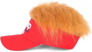 Chipewa cha Trump cha 2024 chokhala ndi Tsitsi, Donald Trump Make America Great Again Wig Hat Embroidered Ultra Adjustable MAGA Baseball Cap