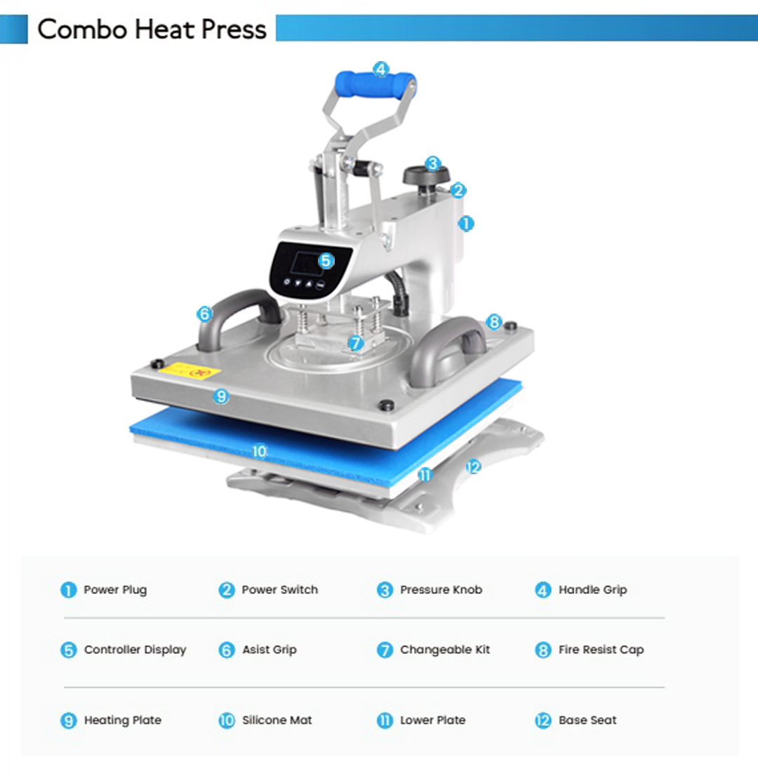 8 у 1 машина за топлотну пресу