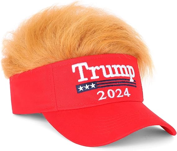 Chipewa cha Trump cha 2024 chokhala ndi Tsitsi, a Donald Trump Make America Great Again Wig Hat Yopangidwa ndi Ultra Adjustable MAGA Baseball Cap Chithunzi Chowonetsedwa