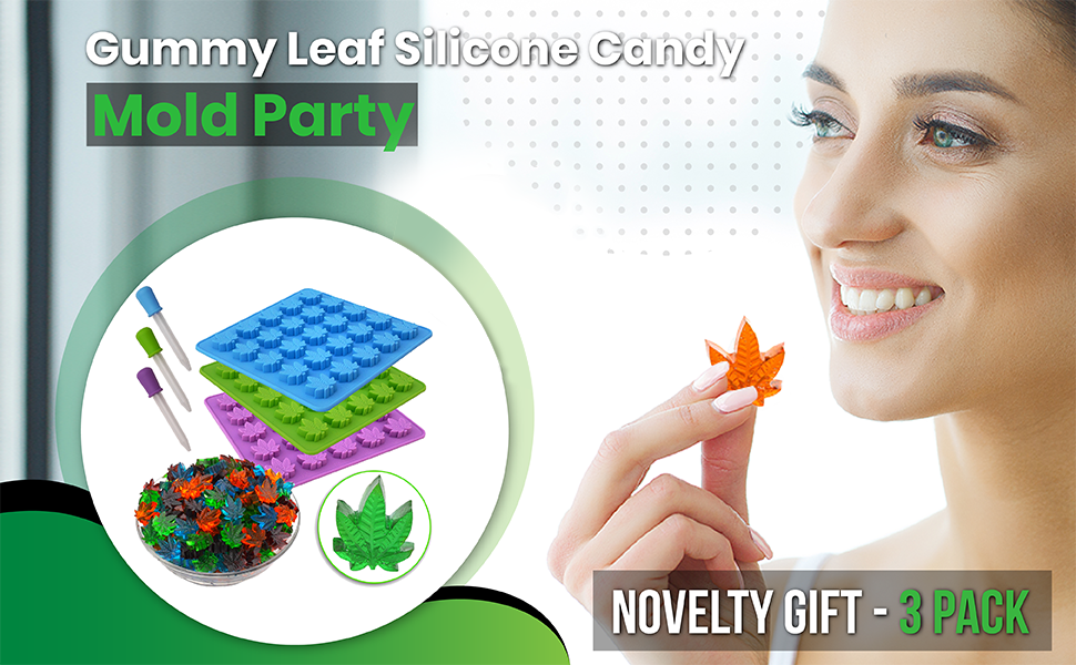 Pj Bold Gummy Leaf Silicone Candy Mold Party Novelty Gift - 3 Pack