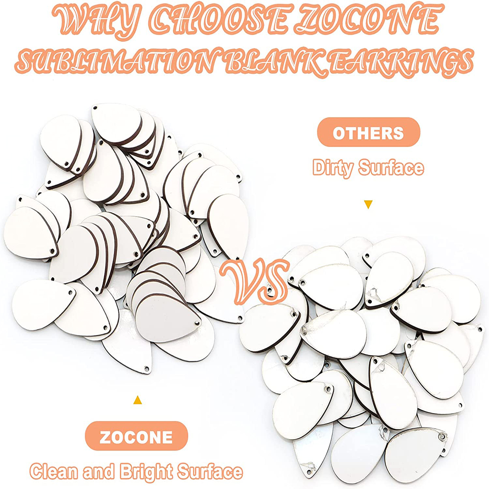 ZOCONE 380 Pcs Sublimation Earrings Blanks - Rectangular Pendants With Hooks & Bags