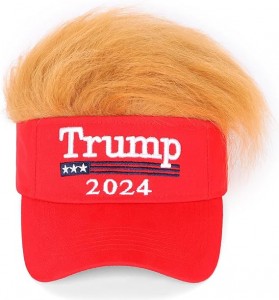 Chipewa cha Trump cha 2024 chokhala ndi Tsitsi, Donald Trump Make America Great Again Wig Hat Embroidered Ultra Adjustable MAGA Baseball Cap